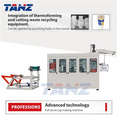 Servo Stretch Plastic Cup and Bowl Making Machine Milk Tea Cup Making Produktionsudstyr Engangsplast Termoformingsmaskine